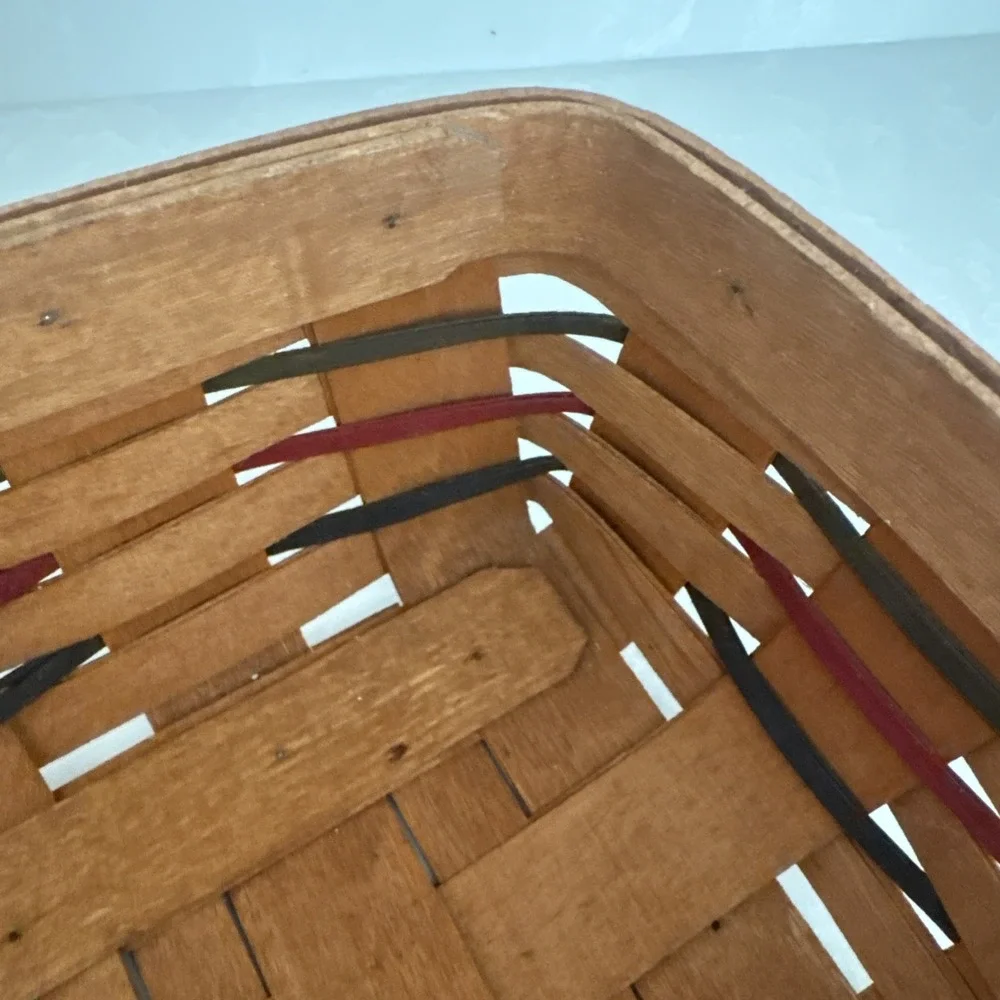 Vintage Longaberger Basket‎ Size 14.5 Inch With Red, Blue, Green Rectangle 1994